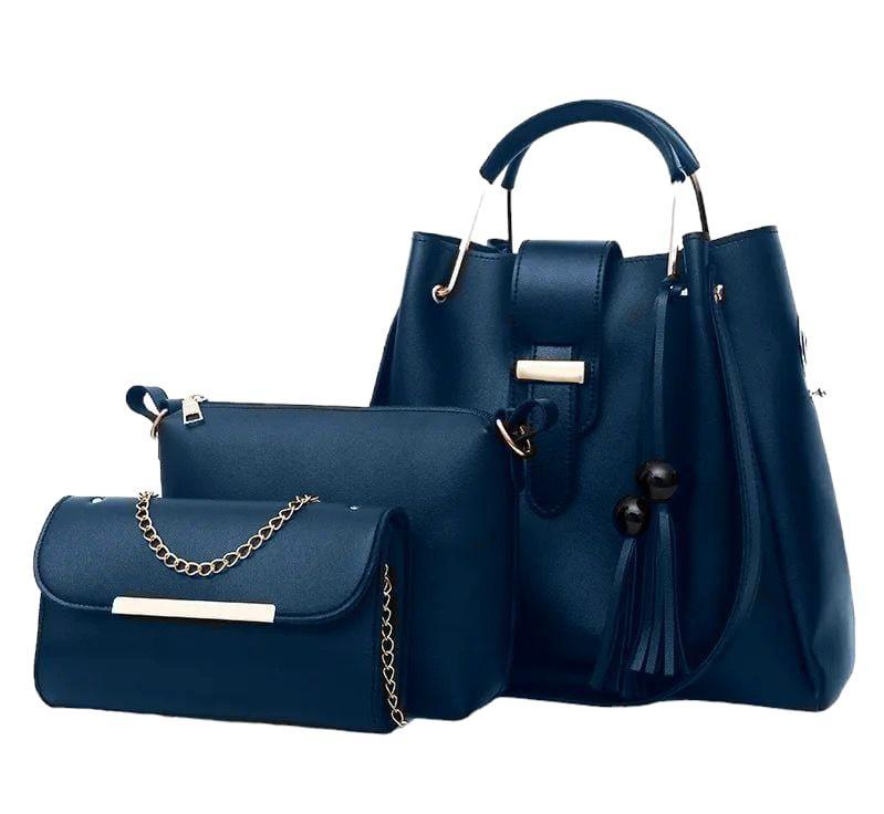 Women's PU Leather Plain Hand Bag Set