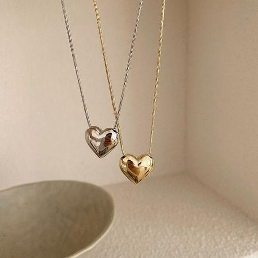 Magnetic Heart Design Gold Plated Gemstone Necklace - Dewan Mart