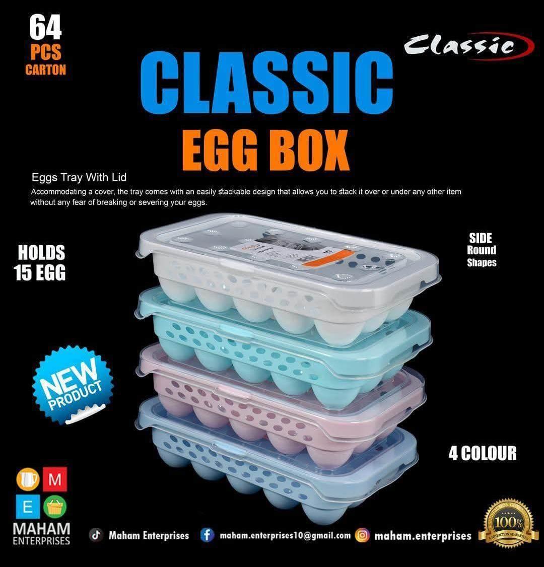 refrigerator egg holder stackable classic egg storage box holds 15 eggs with transparent lid in multiple colors