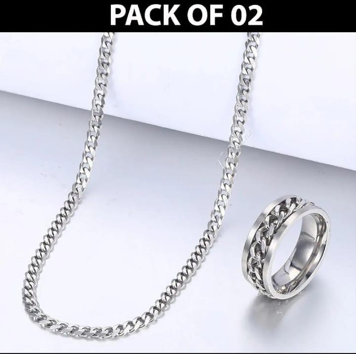 Plain Silver Chain With Ring