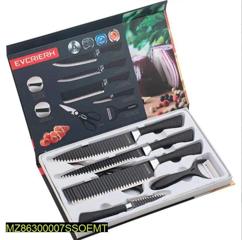 6-piece wave pattern sharp chef's knife set with high-grade stainless steel blades in a gift box