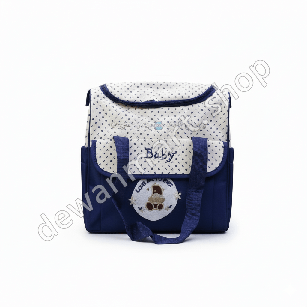 Stylish blue unisex diaper backpack made of essential cotton
